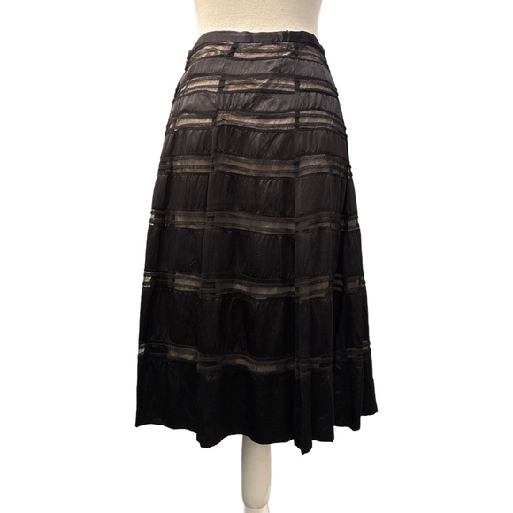 Nougat London Silk Black and Tan Sheer Layered Slip Skirt Size 2 - Picture 3 of 6